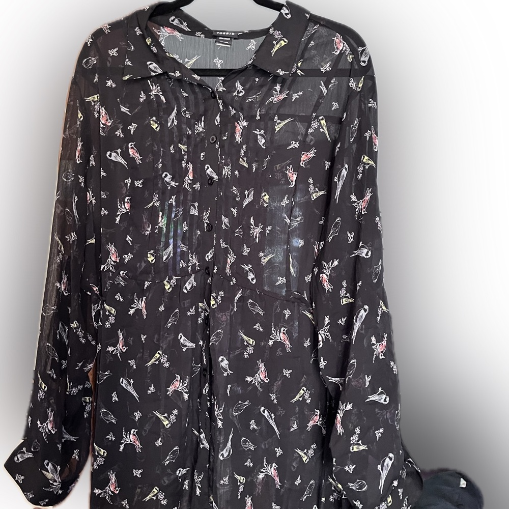 See Thru Torrid Hi-Lo chiffon Blouse